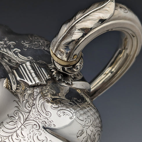 1847 British Antique Sterling Silver Melon-shaped Teapot 696g Charles&George